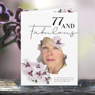 77 & Fabulous Orchidee Foto Verjaardagskaart Kaart