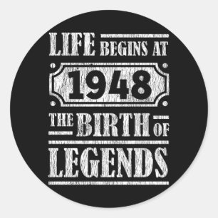 77 jaar oud 1948 Geboorte van de legende 77e verja Ronde Sticker