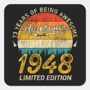 77 jaar oud 1948 Retro Geweldige 77e verjaardag ca Vierkante Sticker