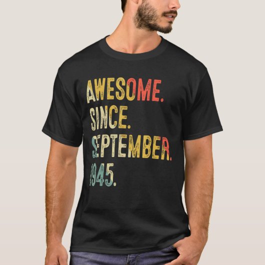 77 jaar oud Geweldige sinds september 1945 77e mil T-shirt (Voorkant)