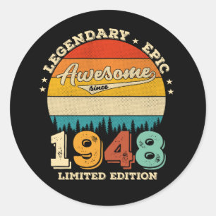 77 jaar oude Bday 1948 Geweldige 77e verjaardagsca Ronde Sticker