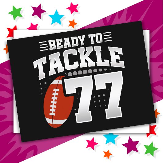 77 Jaar Oude Tackle Voetbal Feestje 77ste Verjaard Briefkaart