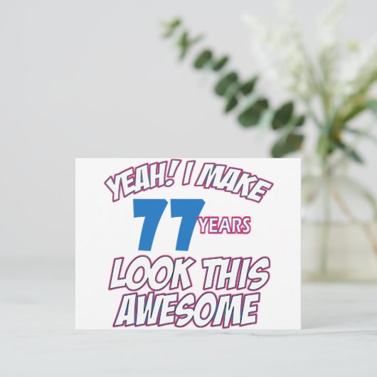 77 JAAR OUDE VERJAARDAG DESIGN BRIEFKAART (Staand voorkant)