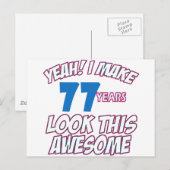 77 JAAR OUDE VERJAARDAG DESIGN BRIEFKAART (Voorkant / Achterkant)