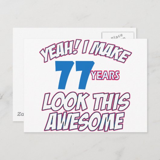 77 JAAR OUDE VERJAARDAG DESIGN BRIEFKAART (Voorkant / Achterkant)