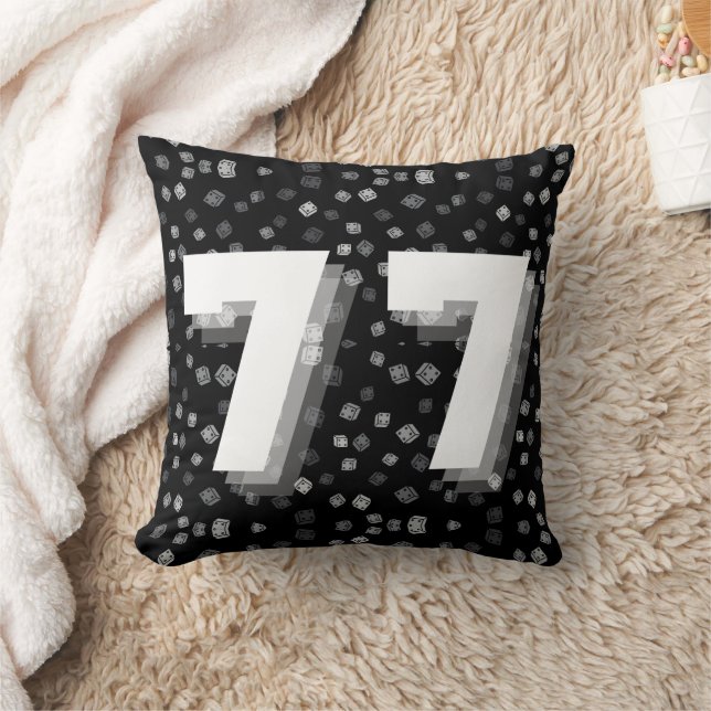 77|Seven Twice|Rolling Dice|Zwart-wit Kussen (Deken)