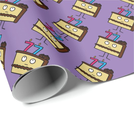 77e Birthday Cake met kaarsen Cadeaupapier (Rol Hoek)