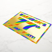77e Birthday Party — Fun, regenboogspectrum "77" Folie Uitnodiging (Gedraaid)