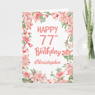 77e Birthday Pink Peach Peonies Waterverf Floral Kaart