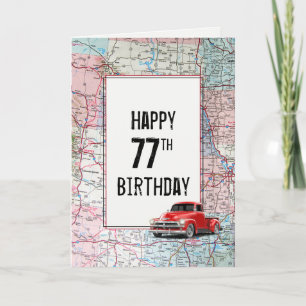 77e 'Birthday Red Retro'-vrachtwagen op kaart