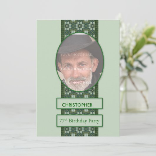 77e uitnodiging van de Birthday Party Voeg een Afb (Staand voorkant)