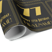 77e verjaardag - Art Deco geïnspireerde look "77" Cadeaupapier (Rol Hoek)