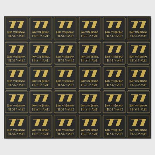 77e verjaardag - Art Deco geïnspireerde look "77" Cadeaupapier (Zoom)