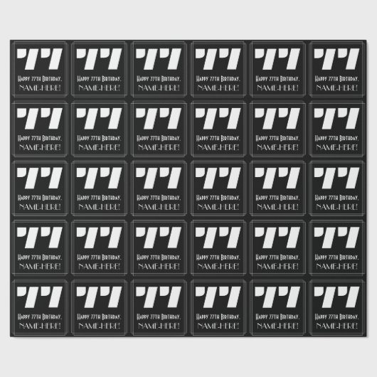 77e verjaardag: Art Deco Geïnspireerde look "77" e Cadeaupapier (Zoom)