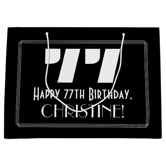 77e verjaardag ~ Art Deco Geïnspireerde look "77"  Groot Cadeauzakje (Voorkant)