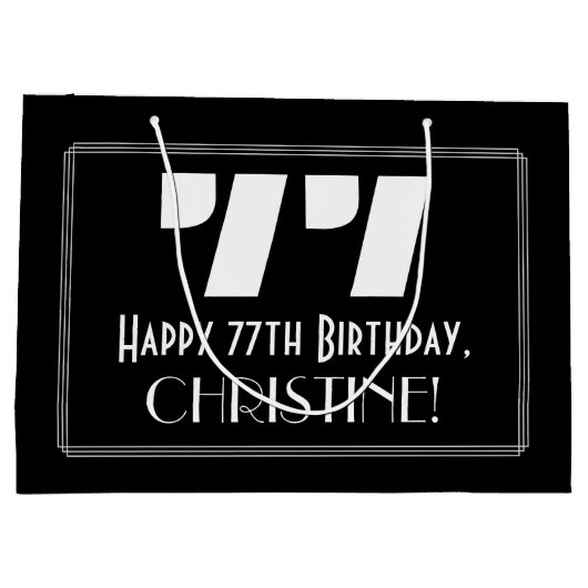 77e verjaardag ~ Art Deco Geïnspireerde look "77"  Groot Cadeauzakje (Achterkant)