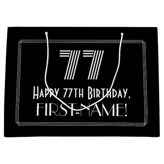 77e verjaardag — Art Deco Geïnspireerde look "77"  Groot Cadeauzakje (Voorkant)