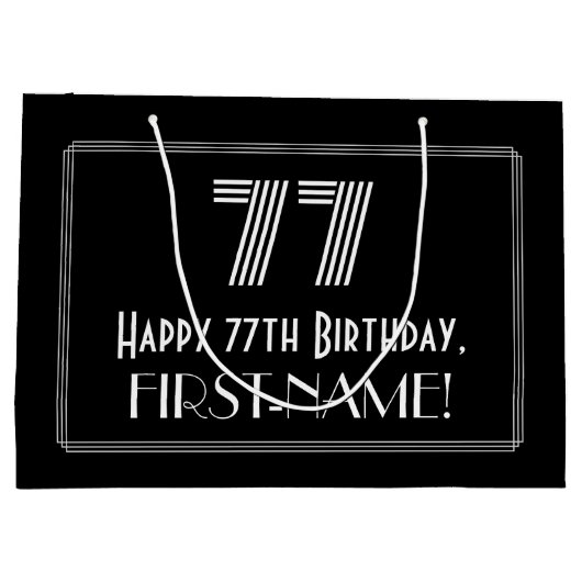 77e verjaardag — Art Deco Geïnspireerde look "77"  Groot Cadeauzakje (Achterkant)