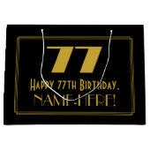77e verjaardag — Art Deco Geïnspireerde look "77"  Groot Cadeauzakje (Voorkant)