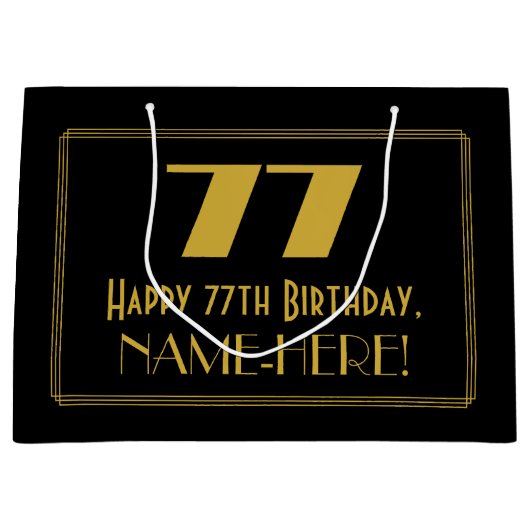 77e verjaardag — Art Deco Geïnspireerde look "77"  Groot Cadeauzakje (Voorkant)