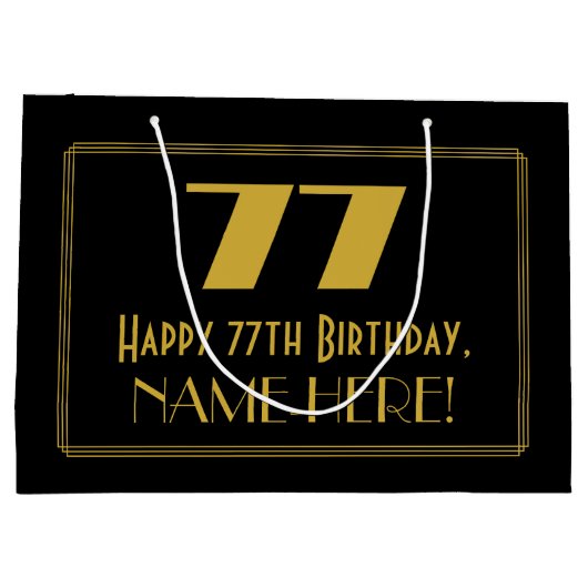 77e verjaardag — Art Deco Geïnspireerde look "77"  Groot Cadeauzakje (Achterkant)