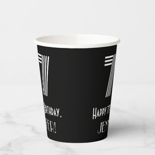 77e verjaardag — Art Deco Geïnspireerde look "77"  Papieren Bekers (Links)