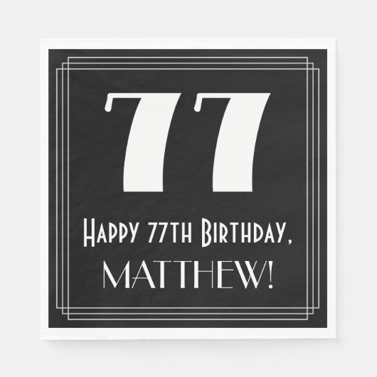 77e verjaardag ~ Art Deco Geïnspireerde look "77", Servet (Voorkant)