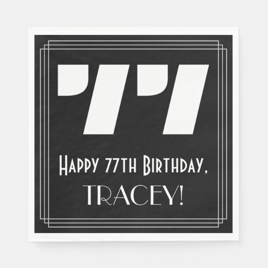 77e verjaardag: Art Deco Geïnspireerde look "77" + Servet (Voorkant)