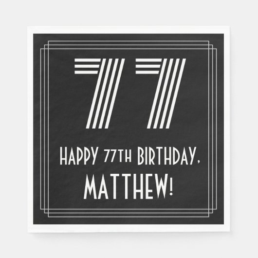 77e verjaardag: Art Deco Geïnspireerde look "77" + Servet (Voorkant)