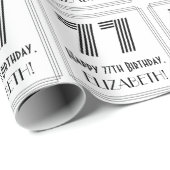 77e verjaardag: Art Deco geïnspireerde stijl "77" Cadeaupapier (Rol Hoek)