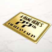 77e verjaardag: Art Deco Kijk "77" en naam Folie Uitnodiging (Gedraaid)