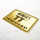 77e verjaardag — Art Deco Style "77" en naam Folie Uitnodiging (Gedraaid)