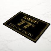 77e verjaardag — Art Deco Style "77" + Naam Folie Uitnodiging (Gedraaid)
