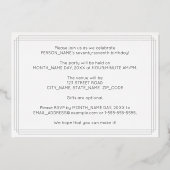 77e verjaardag — Art Deco Style "77" + Naam Folie Uitnodiging (Achterkant)