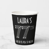 77e verjaardag: Art Deco Style + aangepaste naam Papieren Bekers (Achterkant)