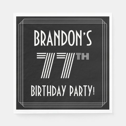 77e verjaardag: Art Deco Style + aangepaste naam Servet (Voorkant)