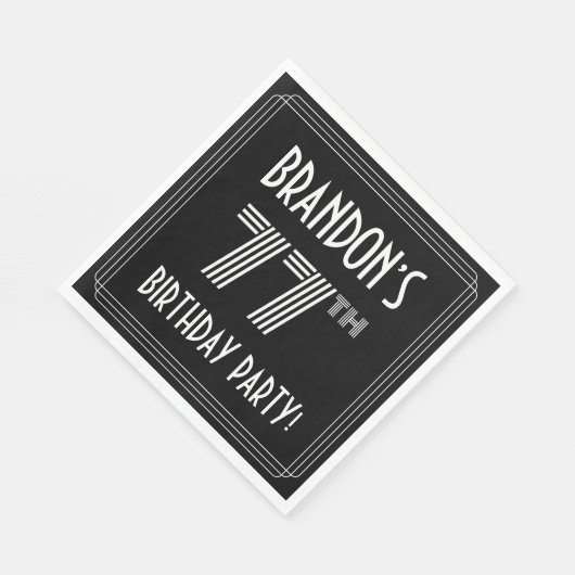 77e verjaardag: Art Deco Style + aangepaste naam Servet (Hoek)