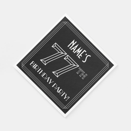 77e verjaardag: Art Deco Style + aangepaste naam Servet (Hoek)