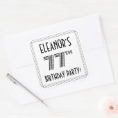 77e verjaardag: Art Deco Style + aangepaste naam Vierkante Sticker (Envelop)