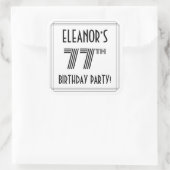 77e verjaardag: Art Deco Style + aangepaste naam Vierkante Sticker (Tas)