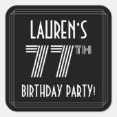 77e verjaardag: Art Deco Style en aangepaste naam Vierkante Sticker (Voorkant)