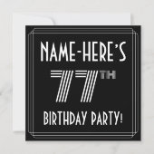 77e verjaardag: Art Deco Style met aangepaste naam Kaart (Voorkant)