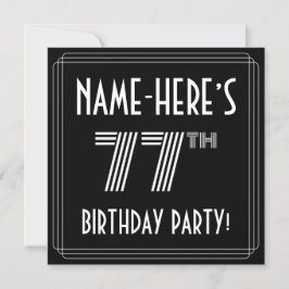 77e verjaardag: Art Deco Style met aangepaste naam Kaart