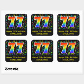 77e verjaardag: Colorful Music Symbols, Rainbow 77 Vierkante Sticker (Vel)