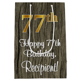 77e verjaardag: Elegant Faux Gold Look #, Faux Woo Medium Cadeauzakje