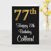 77e verjaardag ~ Elegante luxe Faux Gold look # Kaart (Gele Bloem)