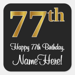 77e verjaardag - Elegante luxe Faux Gold look # Vierkante Sticker