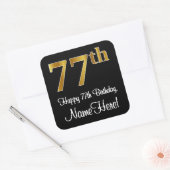 77e verjaardag - Elegante luxe Faux Gold look # Vierkante Sticker (Envelop)