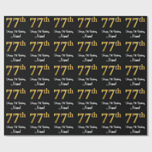 77e verjaardag: Elegante luxe faux gouden look # Cadeaupapier