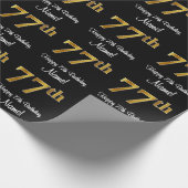 77e verjaardag: Elegante luxe faux gouden look # Cadeaupapier (Hoek)